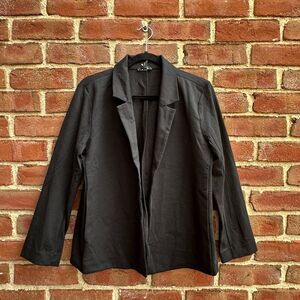 Eileen Fisher $278 Cotton Blend Ponte Notch Collar Blazer Jacket Black PP